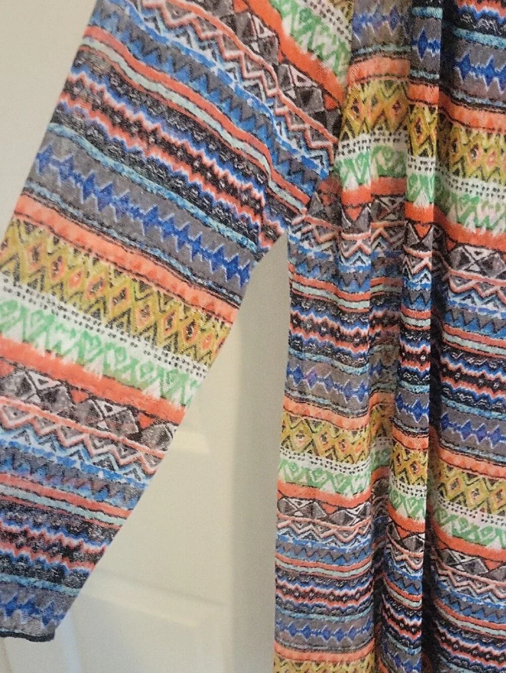 Ali Miles szLg Multicolor Aztec Knit Open Sheer Cardigan/Cover with stretch